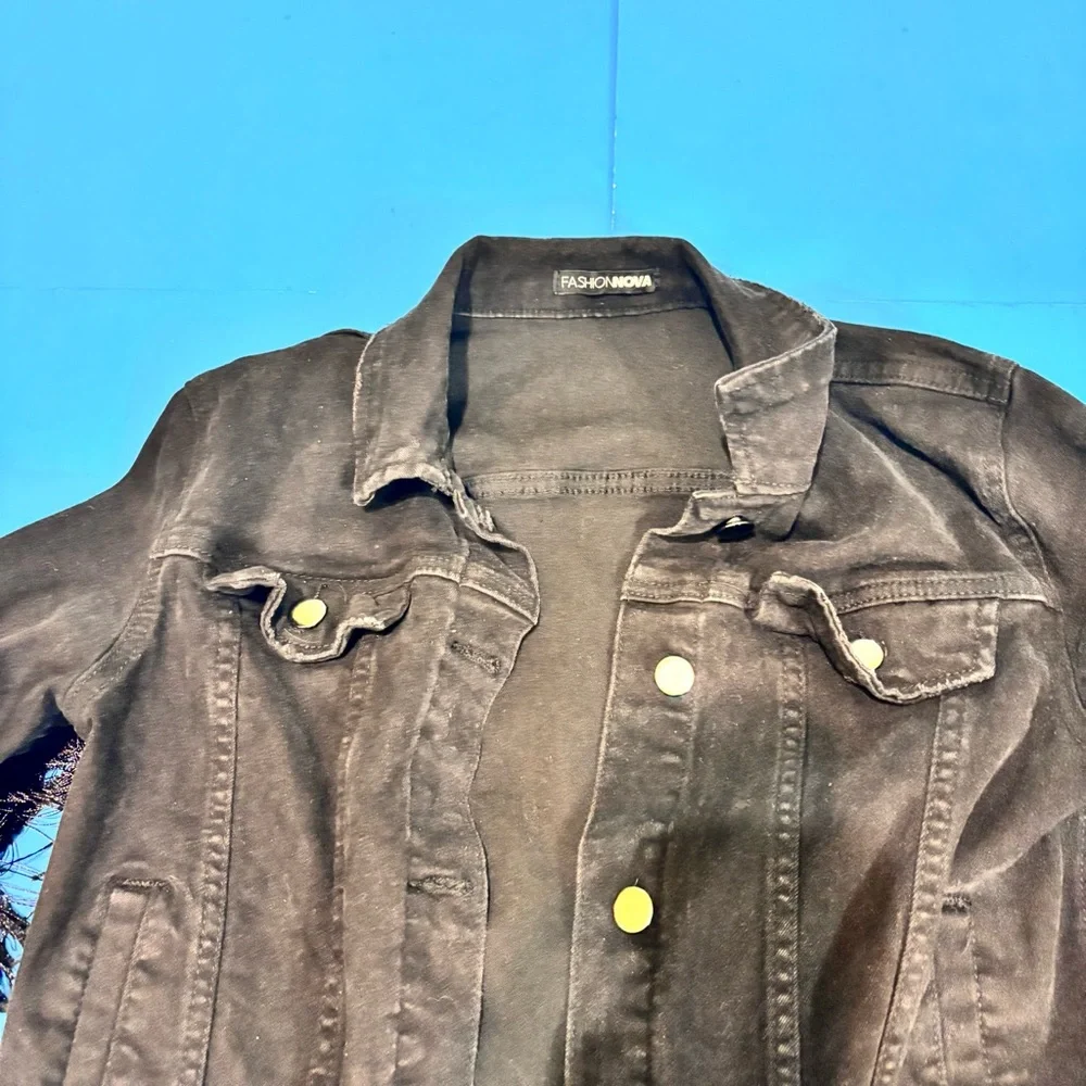 Fashion Nova Coastal Cowgirl Whimsigoth Black Fringe Jean Jacket
